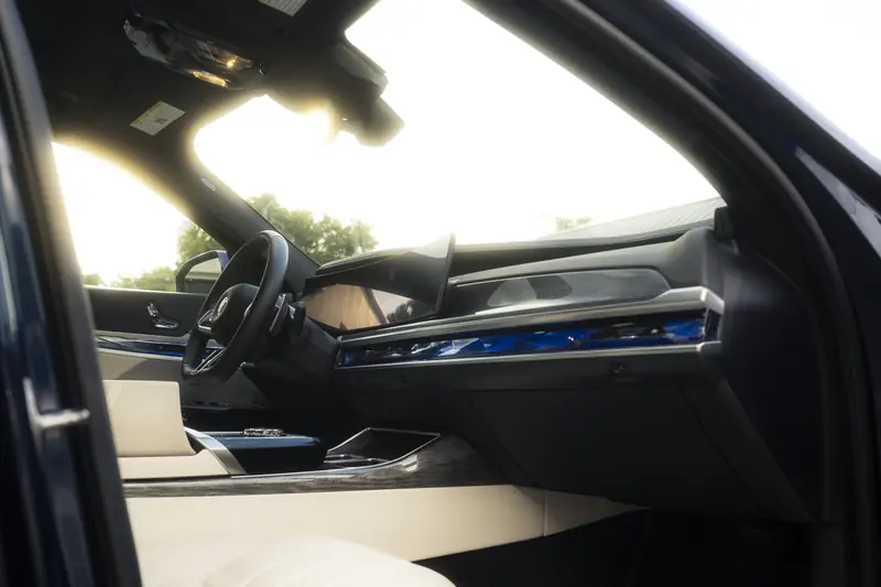BMW 760i interior and dashboard after detailing