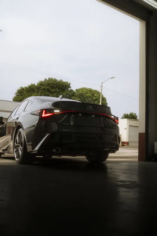 Lexus IS 350 F Sport rear at the bay door