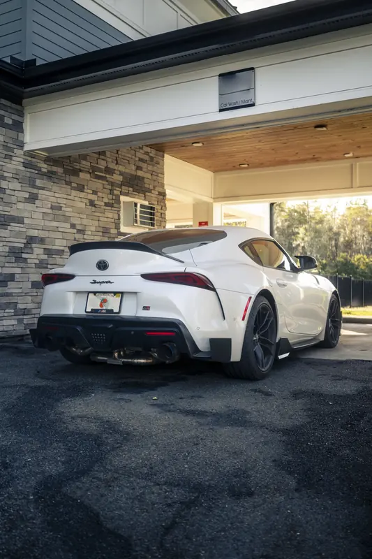 Toyota GR Supra rear after an on-site hand wash